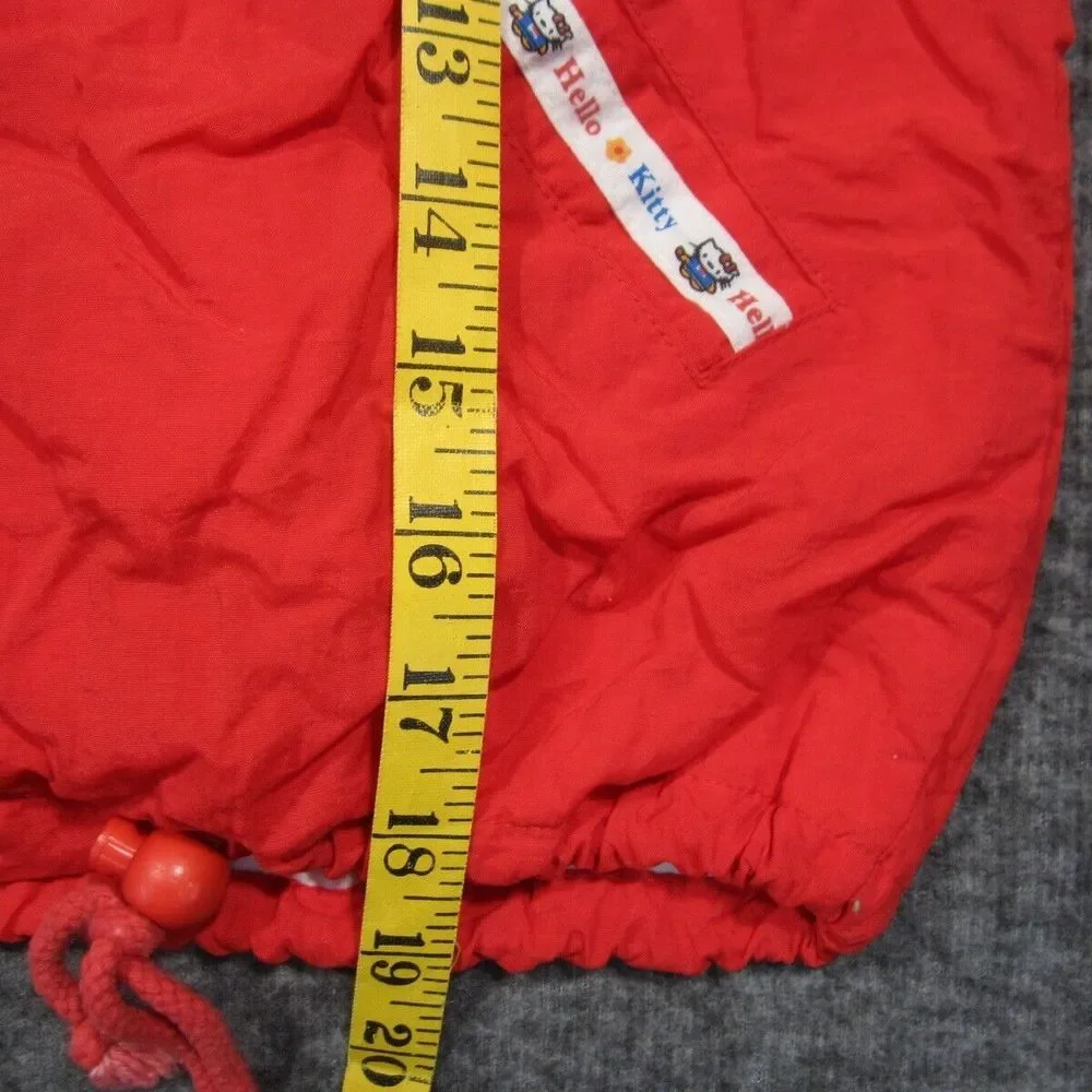 Hello Kitty Jacket Girls 14 Red Windbreaker Full Zip Convertible Backpack Hooded